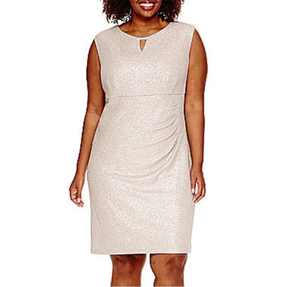 Scarlett Sleeveless Side Ruched Metallic Dress Keyhole Neck - Picture 1 of 7